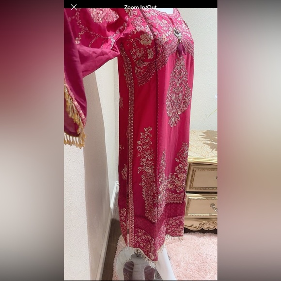 Magenta Embroidered Long Sleeve Dress - Picture 5 of 10